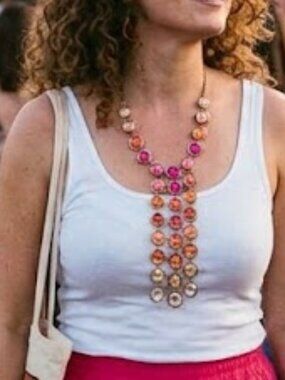 Unique Waterfall Pink Ombre Statement Necklace VTG